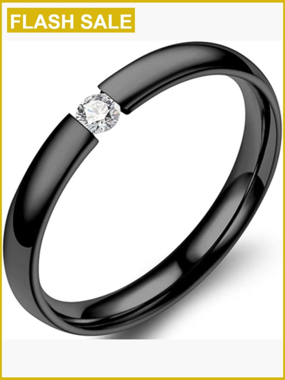 2mm Stainless Steel Cubic Zirconia Stackable Ring Size 5